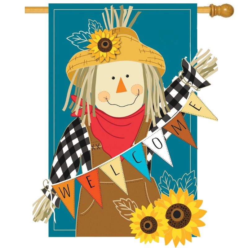 Fall Scarecrow Welcome House Flag